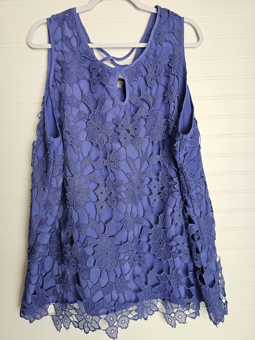 Kate & Mallory Periwinkle Blue Lace Cold-Shoulder Tunic Top Sz 3x